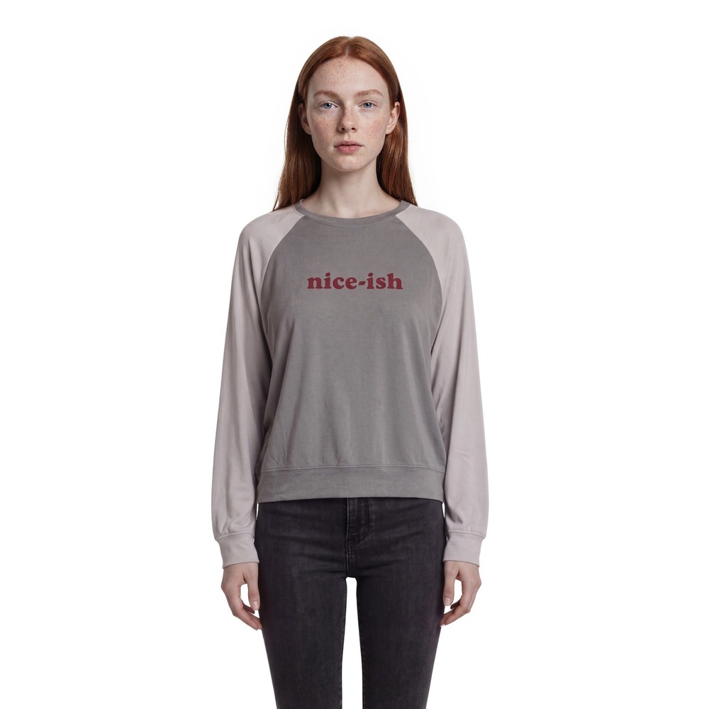 Wildfox Intimates Nice-Ish Raglan Sweatshirt Top Women's Size Large Long Sleeve